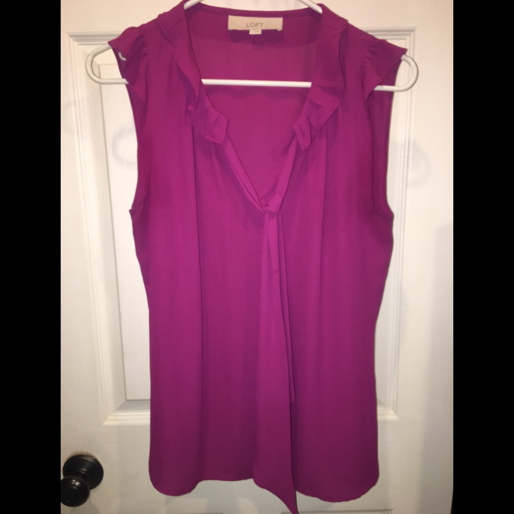 LOFT V-Neck Bow Blouse